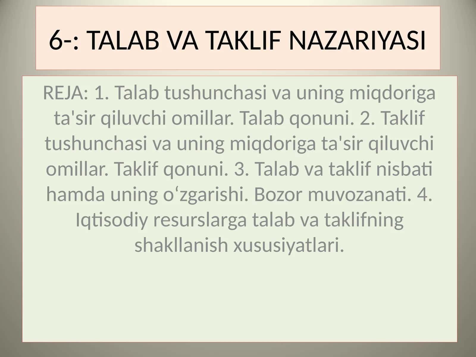 TALAB VA TAKLIF NAZARIYASI 1