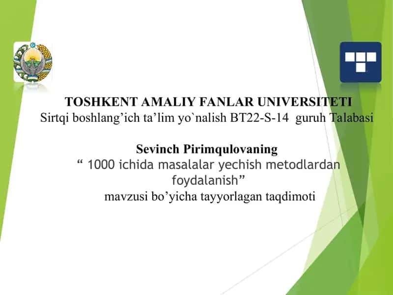 1000 ichida masalalar yechish metodlardan foydalanish 1
