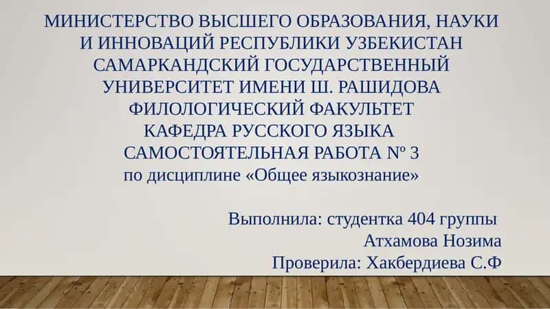 Самостоятельная работа № 3 по дисциплине «Общее языкознание» 1