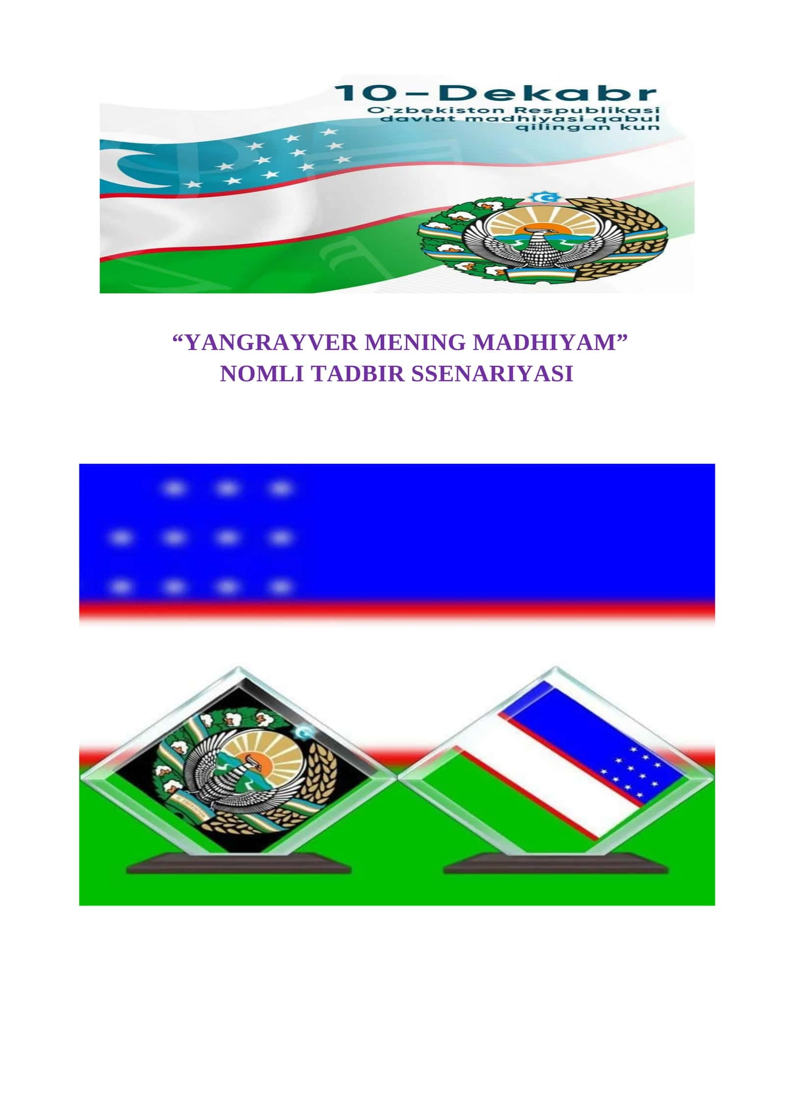 “Yangrayver mening madhiyam” nomli tadbir ssenariyasi 1