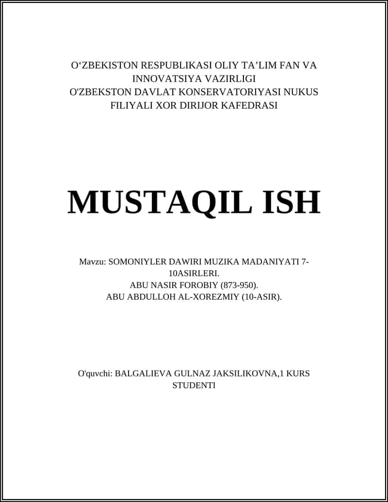 SOMONIYLER DAWIRI MUZIKA MADANIYATI 7-10ASIRLERI 1