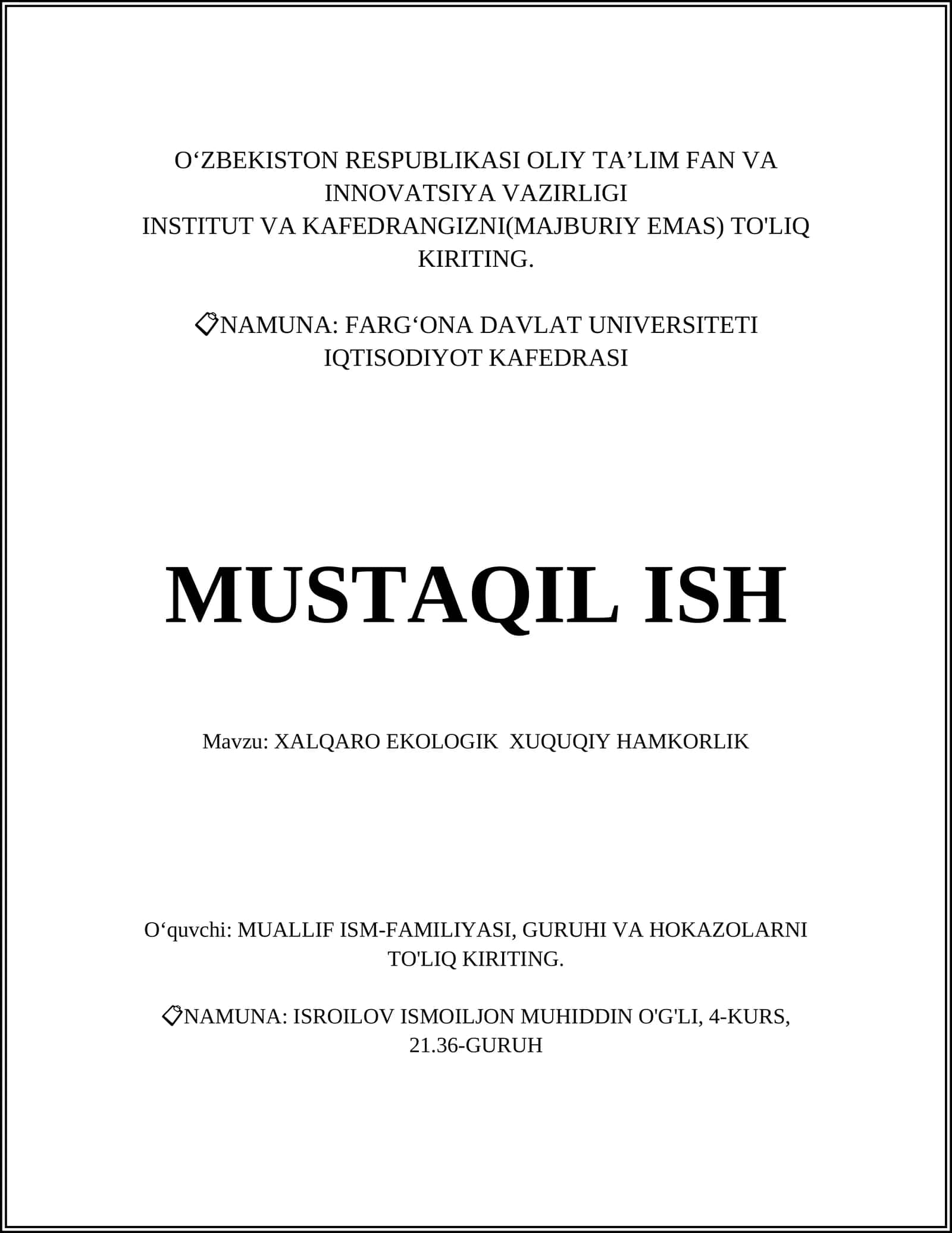 XALQARO EKOLOGIK XUQUQIY HAMKORLIK 1