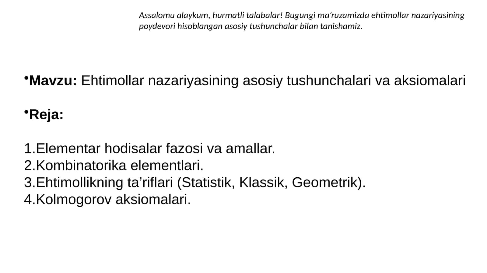 Ehtimollik nazariyasi 1
