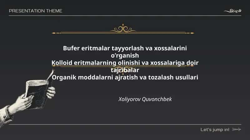 Bufer eritmalar tayyorlash va xossalarini oʼrganish 1