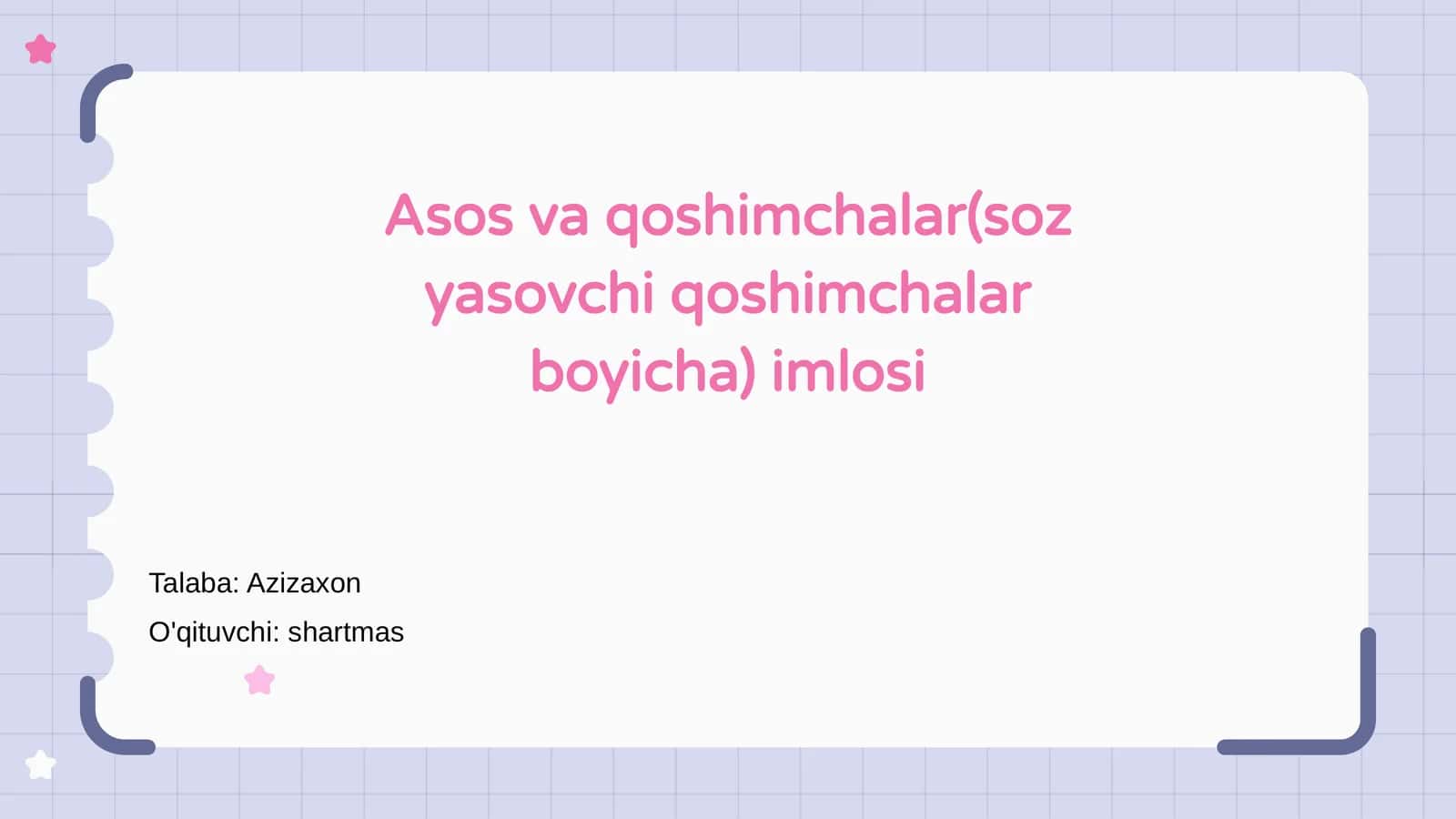 Asos va qoshimchalar(soz yasovchi qoshimchalar boyicha) imlosi 1