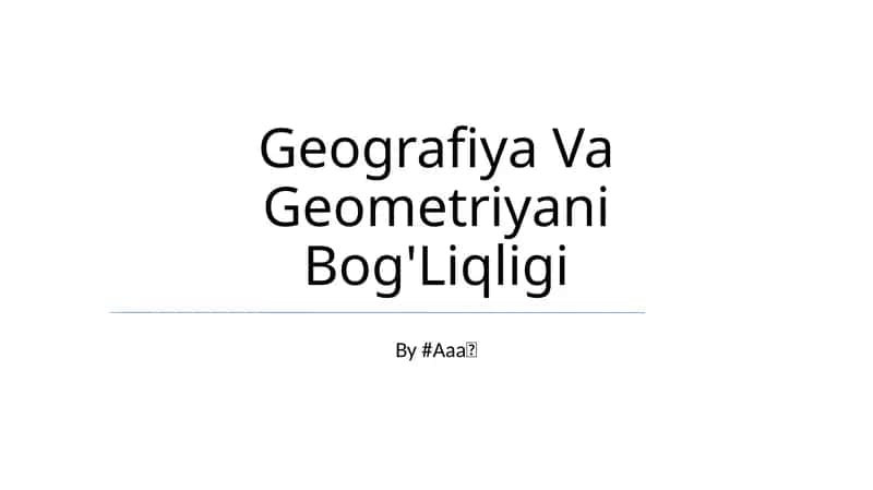 Geografiya Va Geometriyani Bog'Liqligi 1