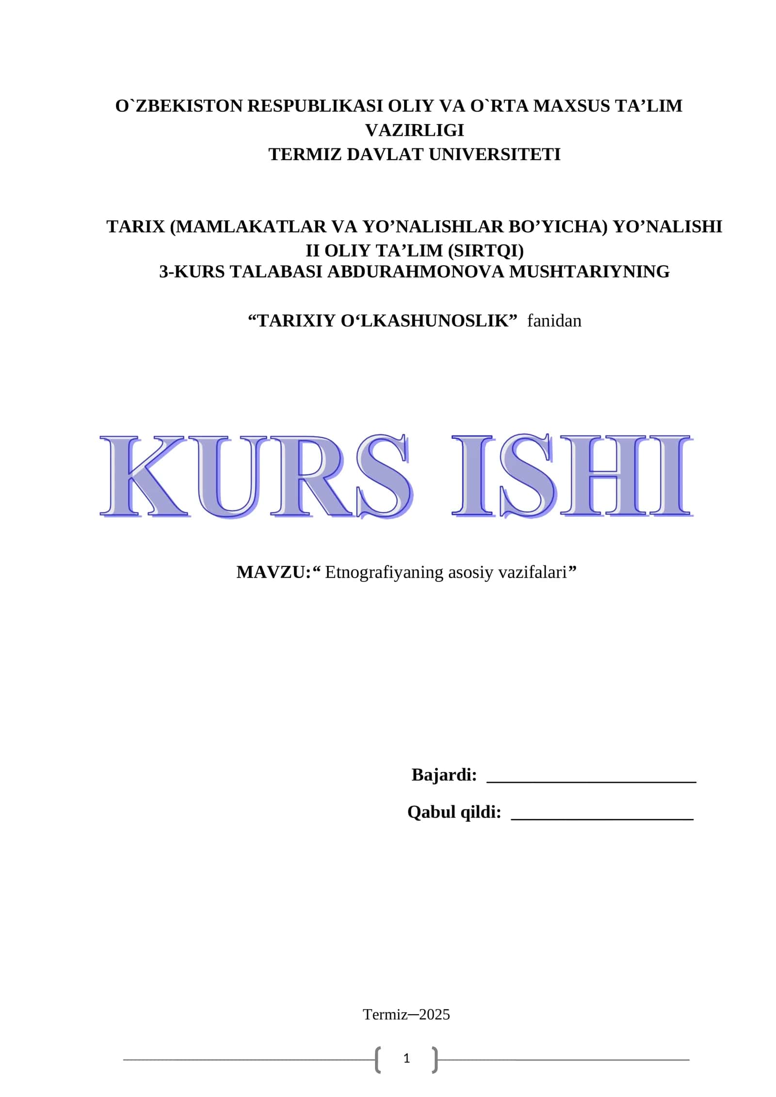 Etnografiyaning asosiy vazifalari 1