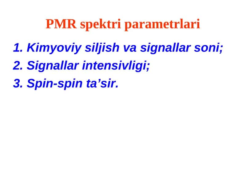 PMR spektri parametrlari 1