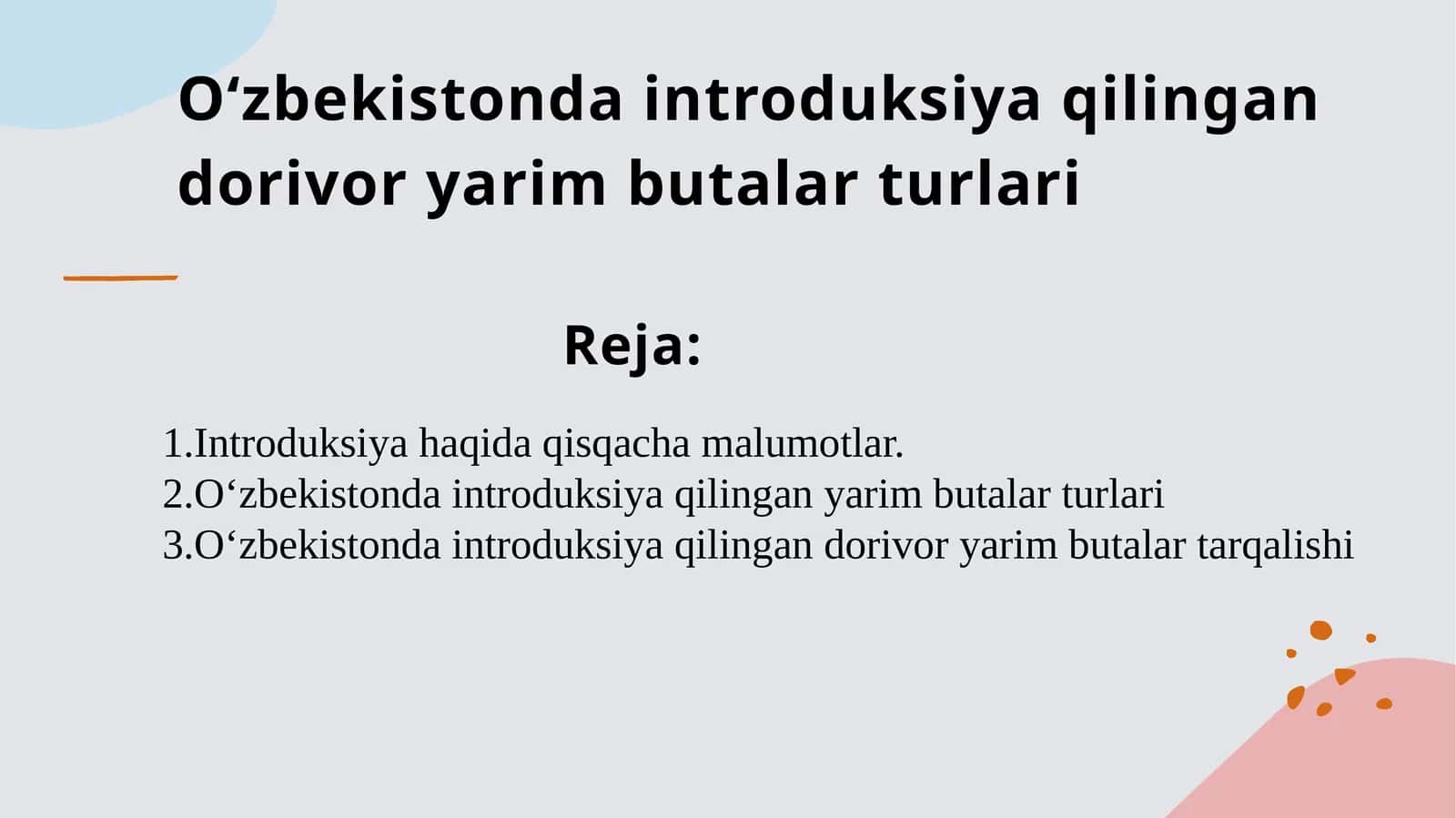 O‘zbekistonda introduksiya qilingan dorivor yarim butalar turlari 1