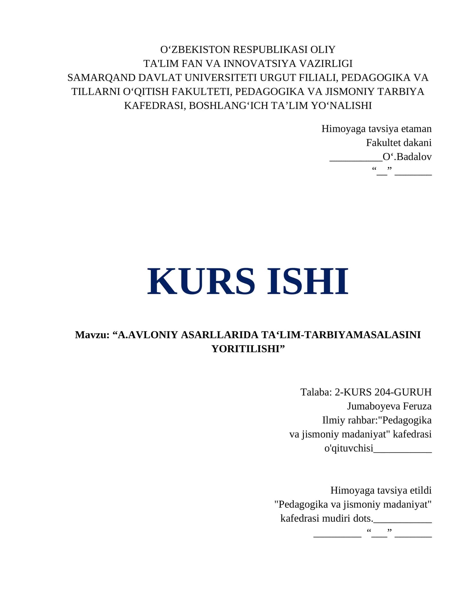 ABDULLA AVLONIY ASARLARIDA TA‘LIM-TARBIYA MASALASINI YORITILISHI 1