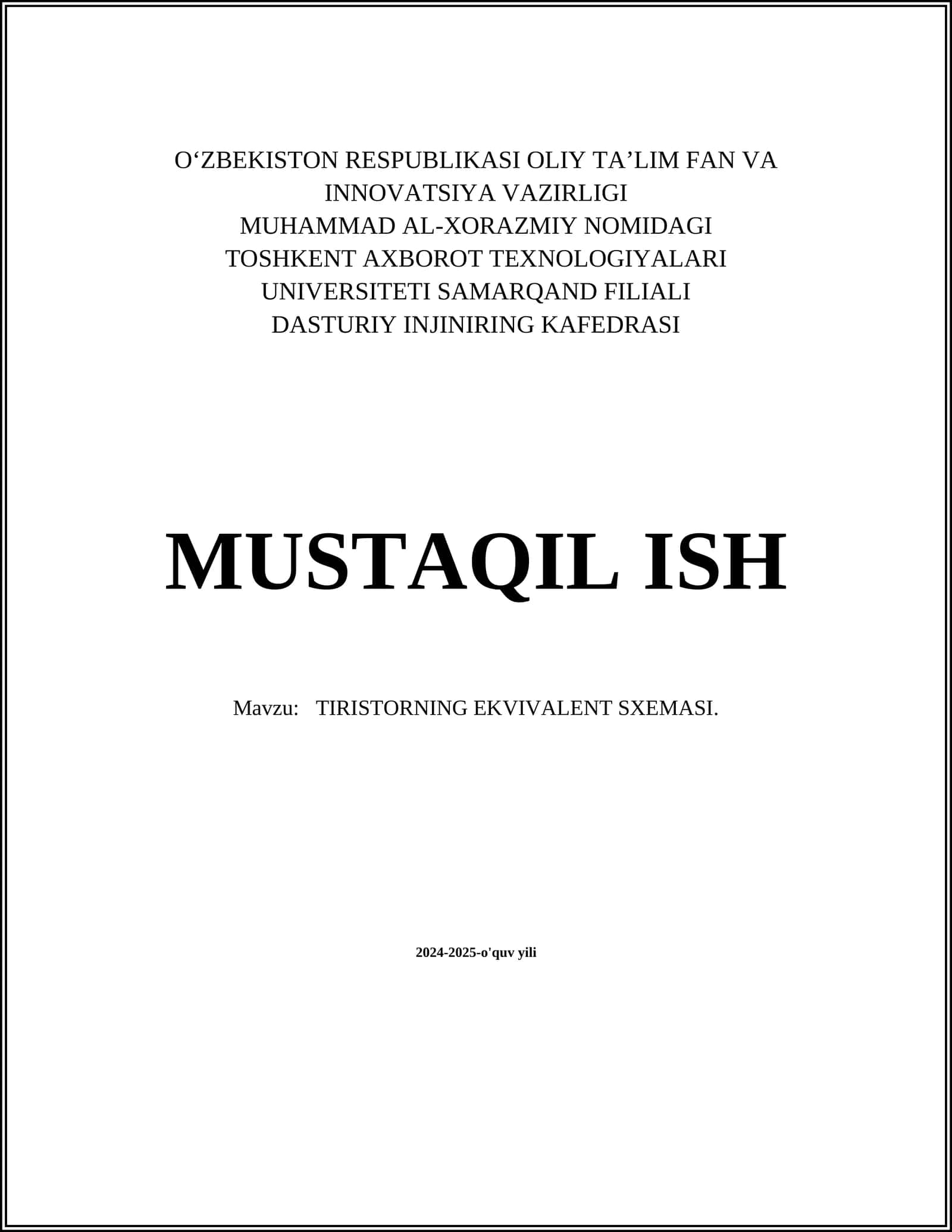 TIRISTORNING EKVIVALENT SXEMASI 1