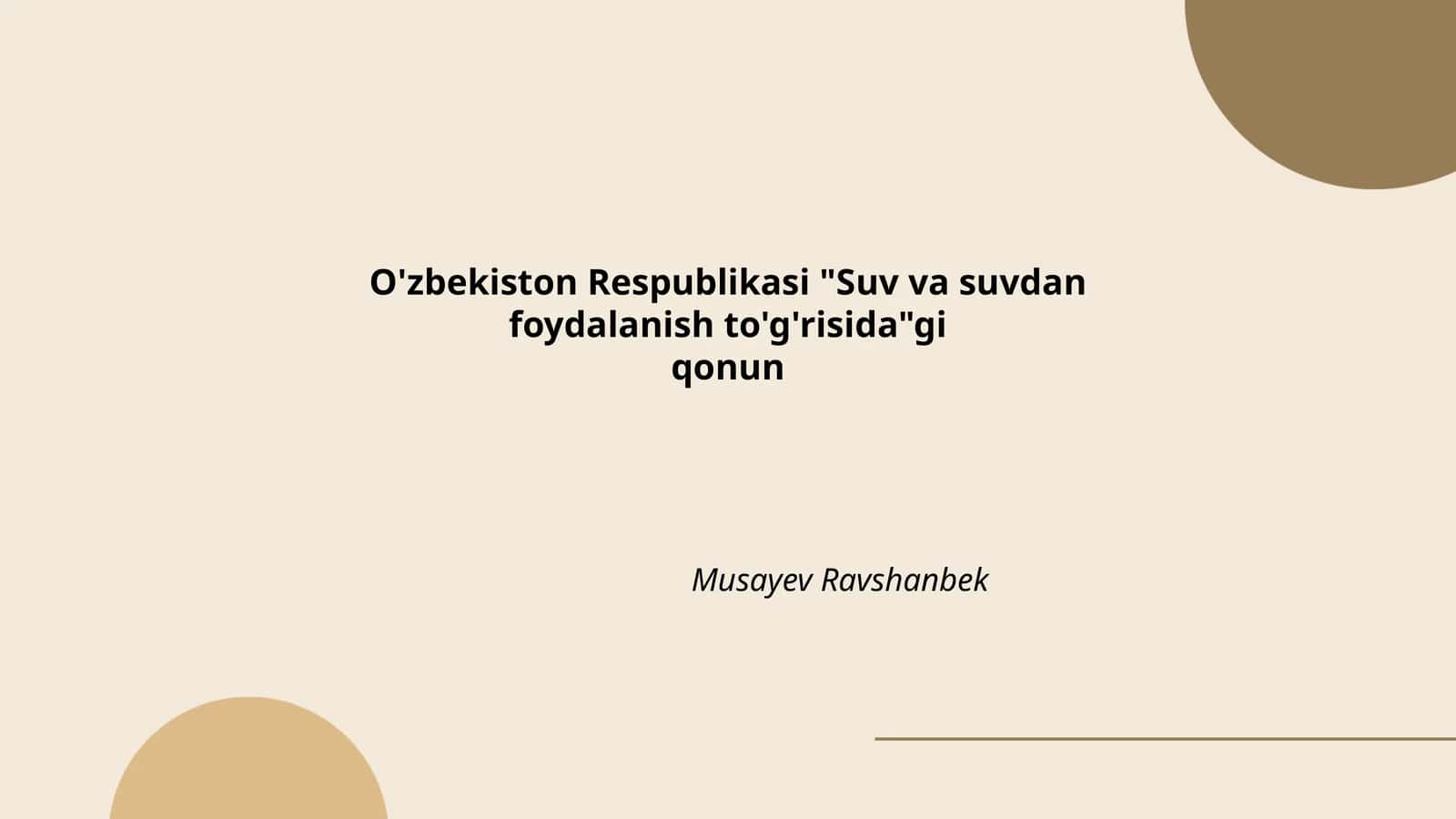 Suv va suvdan foydalanish to'g'risida qonun 1