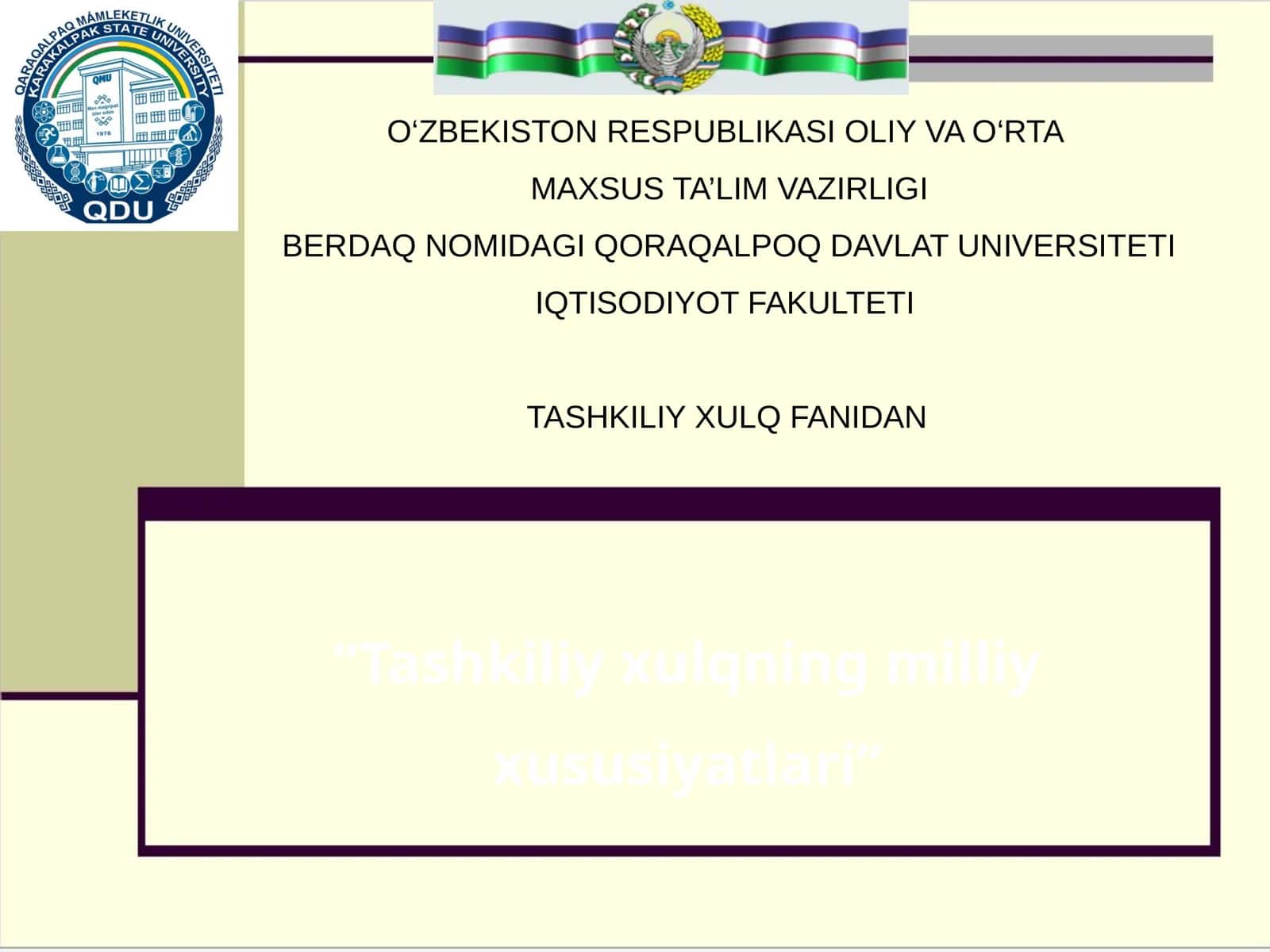 Tashkiliy xulqning milliy xususiyatlari 1