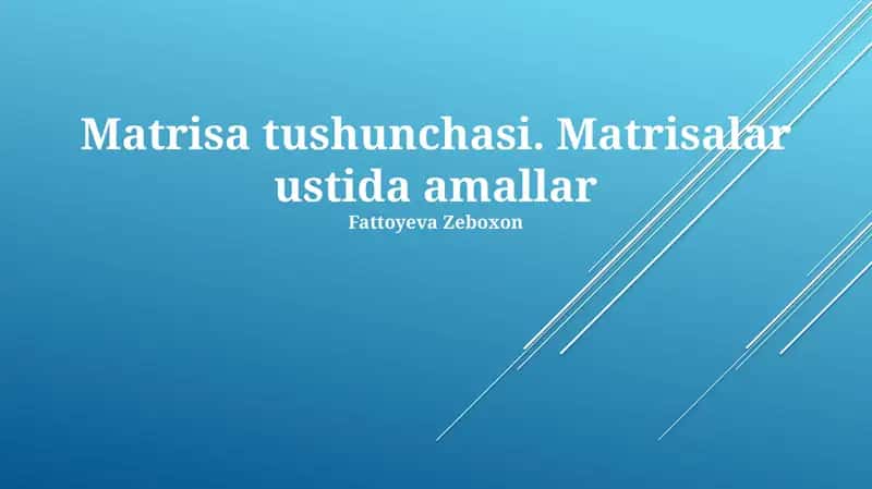 Matrisa tushunchasi. Matrisalar ustida amallar 1