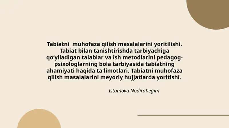 Tabiatni muhofaza qilish masalalarini yoritilishi 1