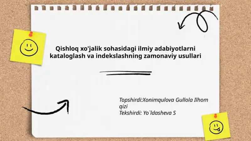 Qishloq xo'jalik sohasidagi ilmiy adabiyotlarni kataloglash va indekslashning zamonaviy usullari 1