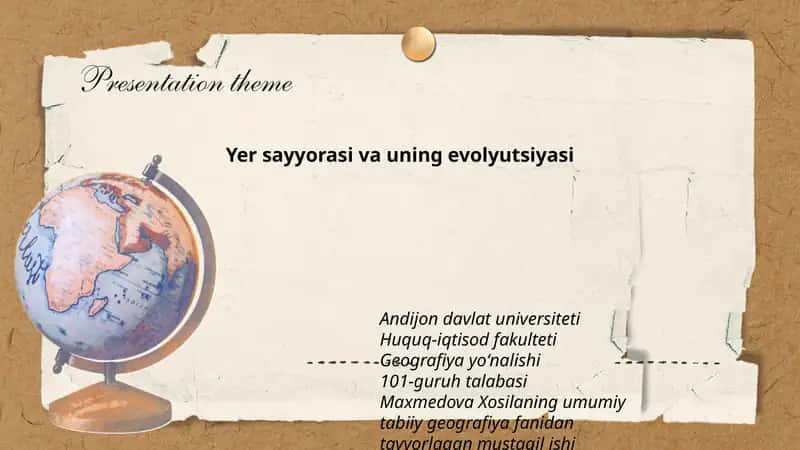 Yer sayyorasi va uning evolyutsiyasi 1
