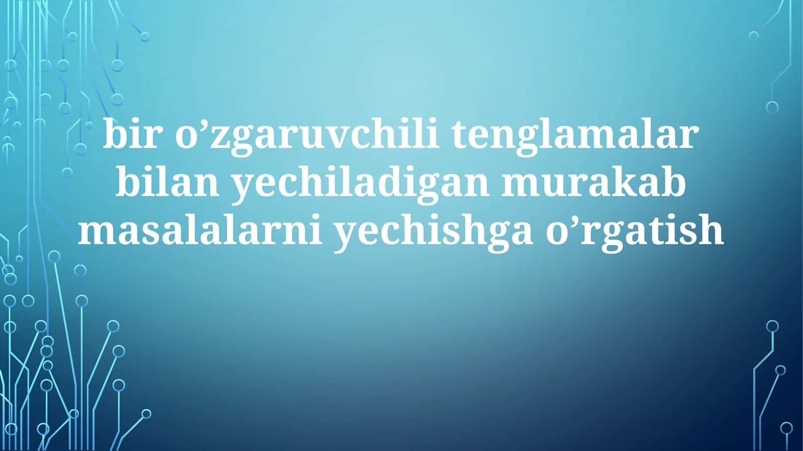 Yechimni tahlil qilish, tekshirish va amaliy mashqlar 1