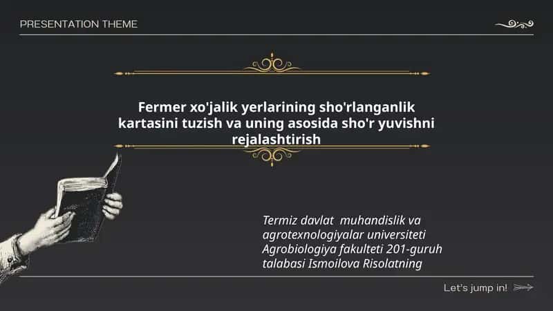 Fermer xo'jalik yerlarining sho'rlanganlik kartasini tuzish va uning asosida sho'r yuvishni rejalashtirish 1