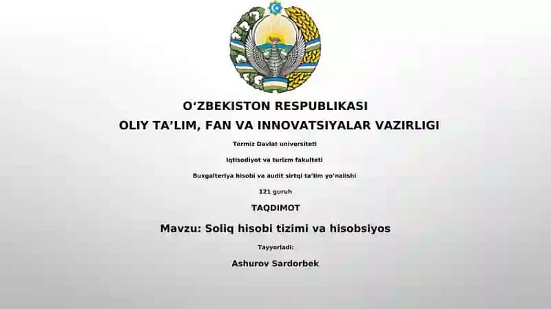 Soliq hisobi tizimi va hisobsiyos
