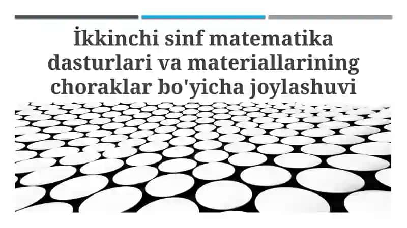 İkkinchi sinf matematika dasturlari va materiallarining choraklar bo'yicha joylashuvi umumiy tahlili