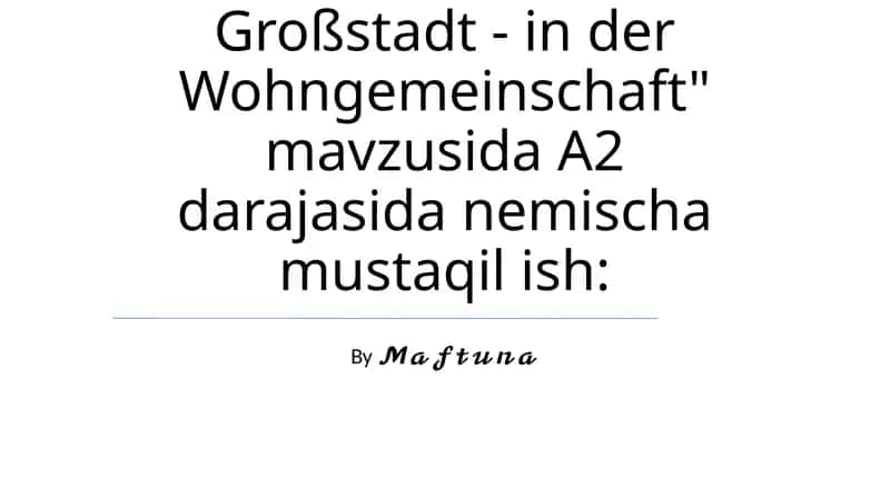 Wohnen in der Großstadt - in der Wohngemeinschaft 1
