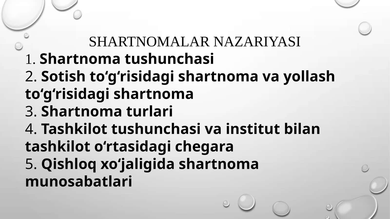 SHARTNOMALARNAZARIYASI 1