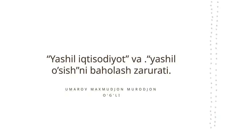 Yashil iqtisodiyot va o'sishning ahamiyati 1