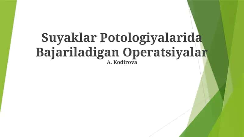 Suyaklar Potologiyalarida Bajariladigan Operatsiyalar 1