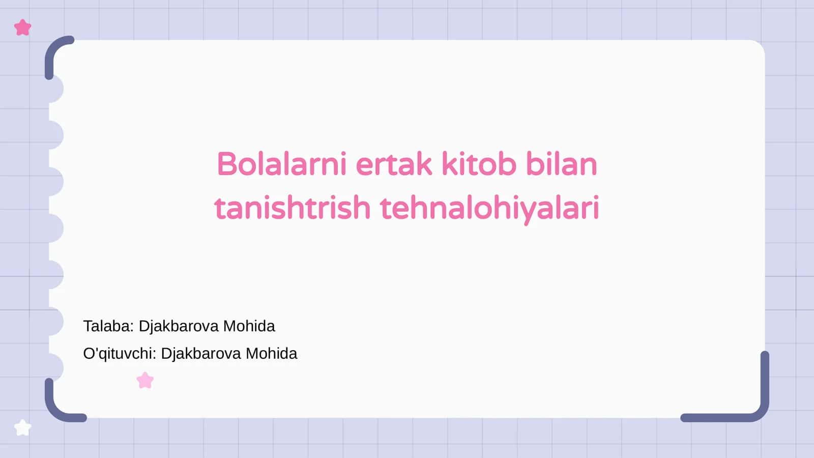 Bolalarni ertak kitob bilan tanishtrish tehnalohiyalari 1