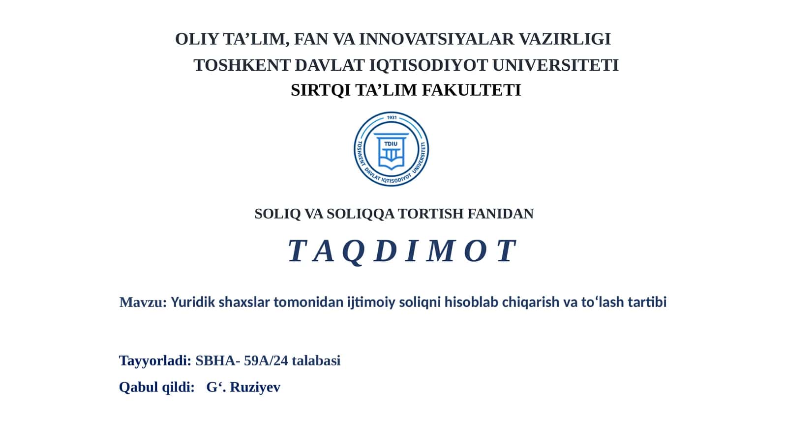 Yuridik shaxslar tomonidan ijtimoiy soliqni hisoblab chiqarish va to‘lash tartibi 1