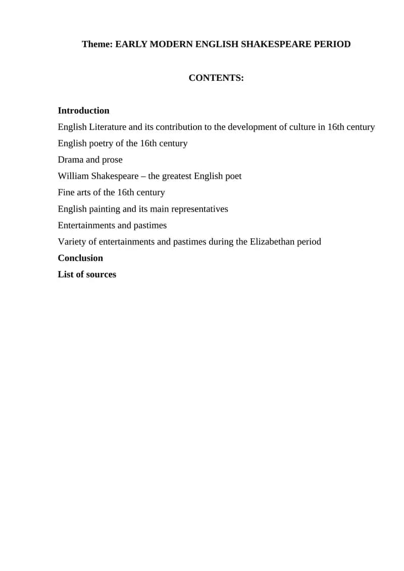 Early Modern English Shakespeare Period 1