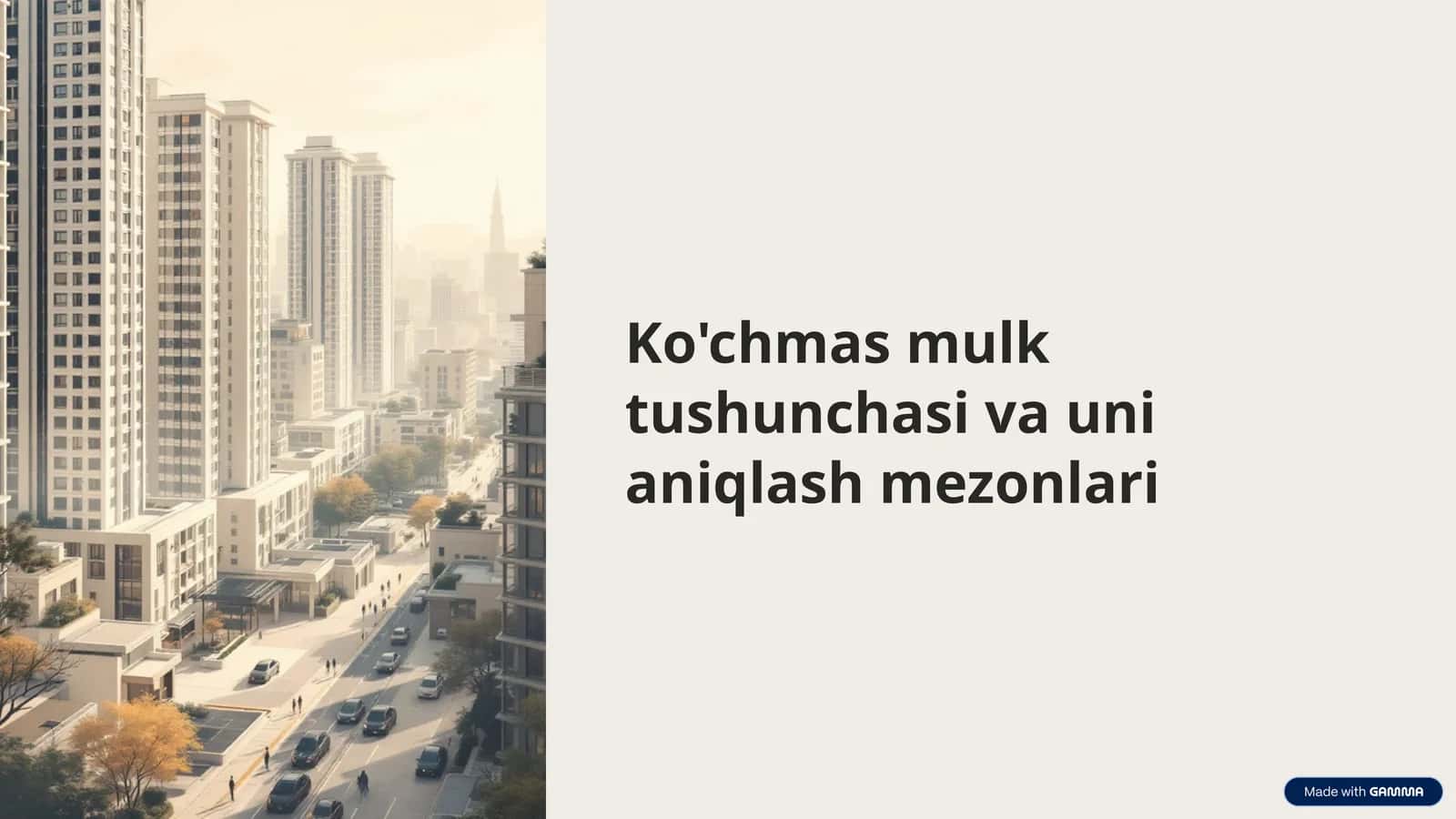 Ko'chmas mulk tushunchasi va uni aniqlash mezonlari 1