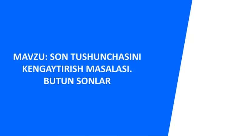 Son tushunchasini kengaytirish masalasi. Butun sonlar 1