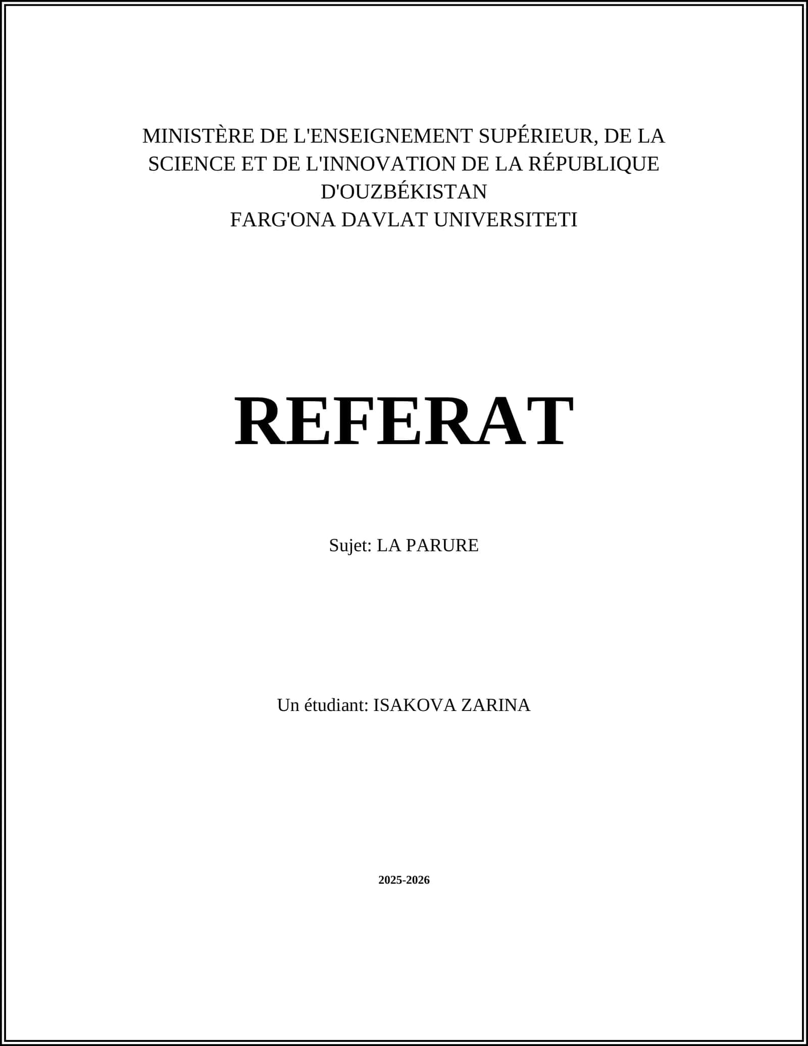 REFERAT: LA PARURE 1
