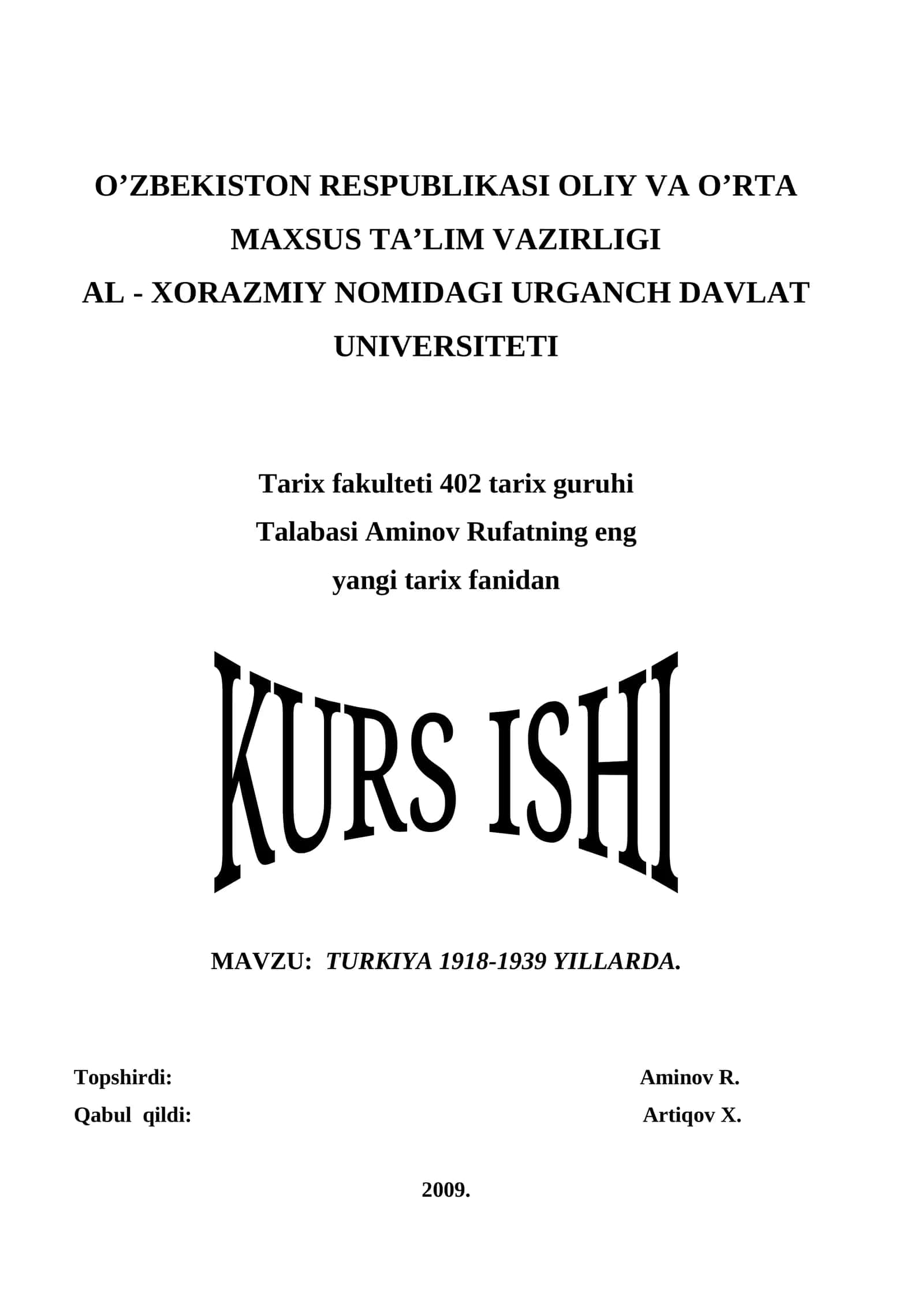 TURKIYA 1918-1939 YILLARDA 1