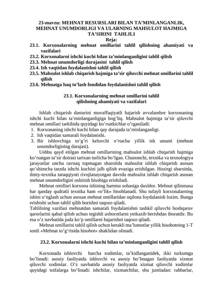 MEHNAT RESURSLARI BILAN TA’MINLANGANLIK 1