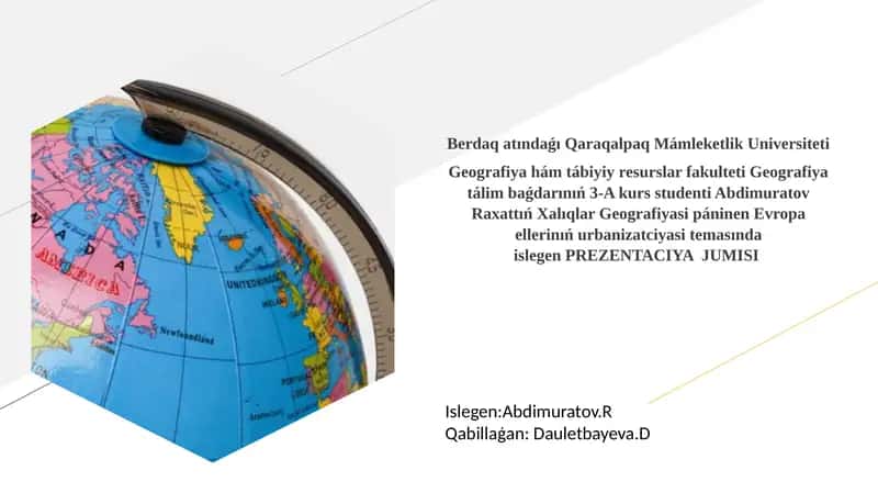 Geografiya tálim bağdarınıń3-A kurs studenti Abdimuratov RaxattıńXalıqlarGeografiyasi 1