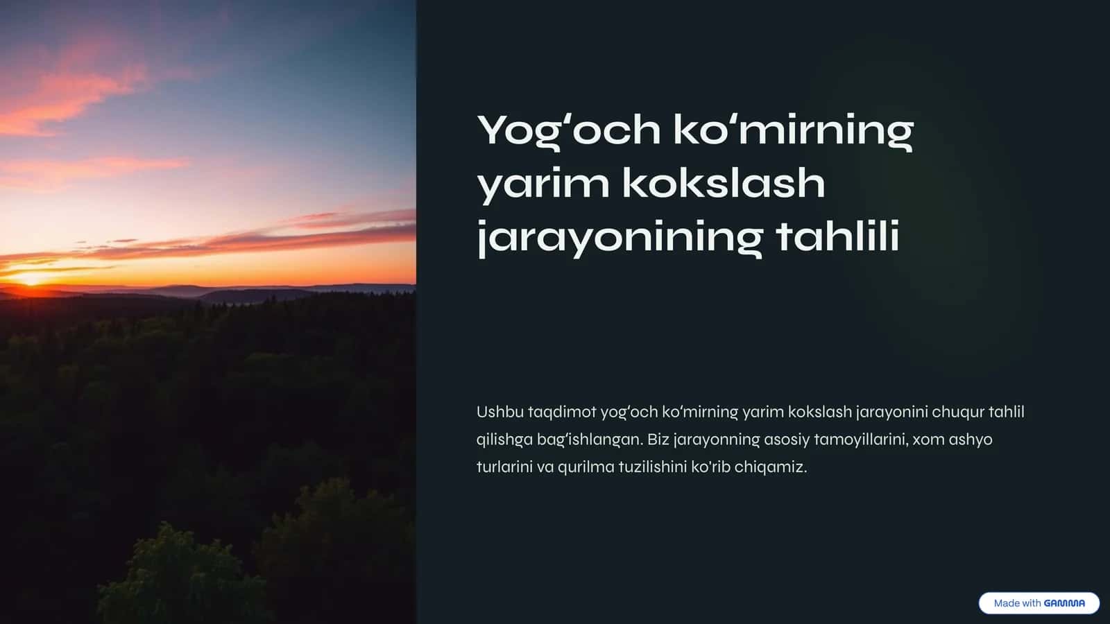 Yogʻoch koʻmirning yarim kokslash jarayonining tahlili 1