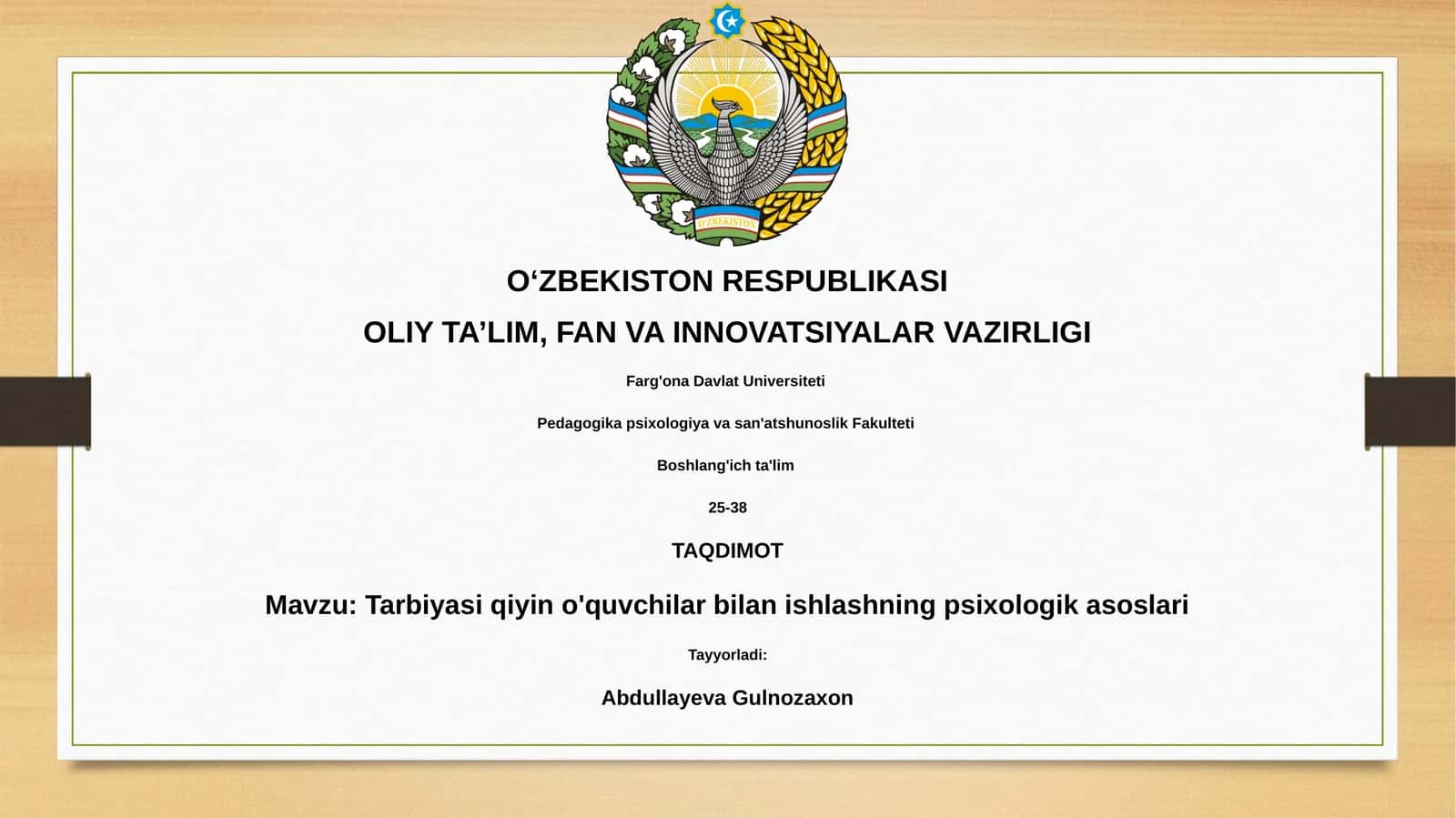 Tarbiyasi qiyin o'quvchilar bilan ishlash psixologik asoslari 1