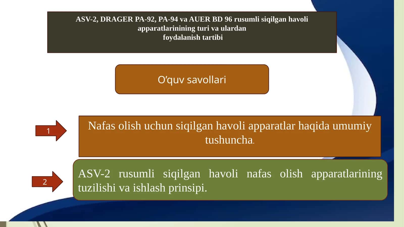 ASV-2,  rusumli siqilgan havoli apparatlarinining turi va ulardan foydalanish tartibi 1