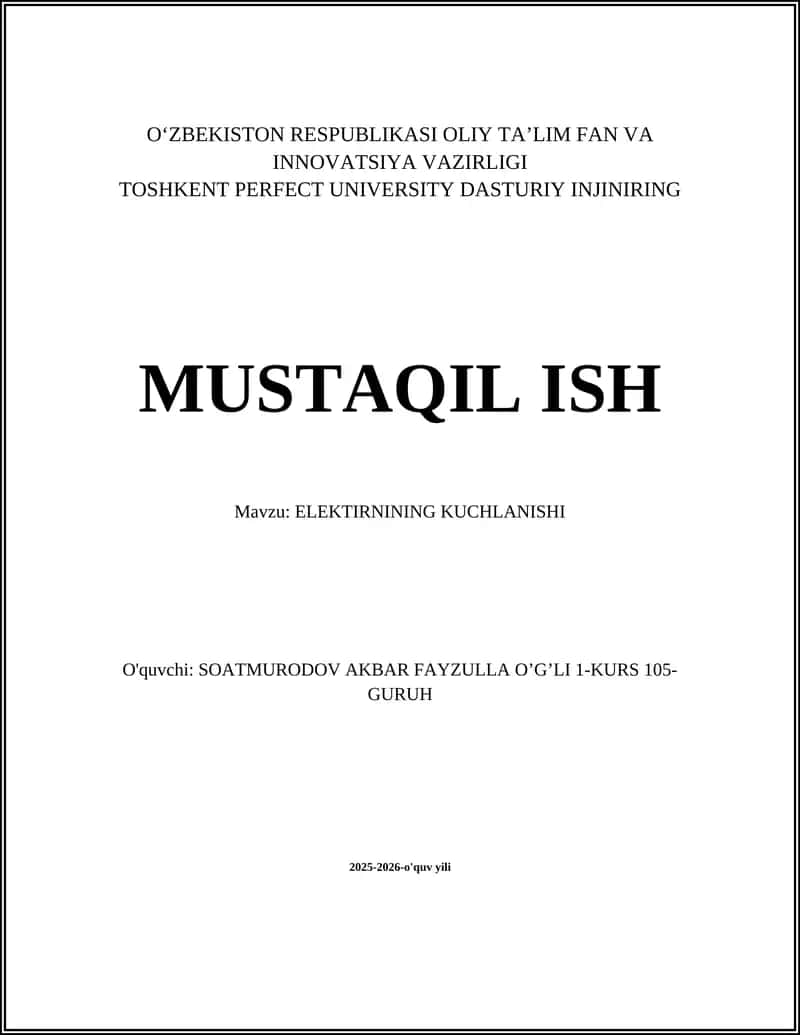 ELEKTIRNINING KUCHLANISHI 1