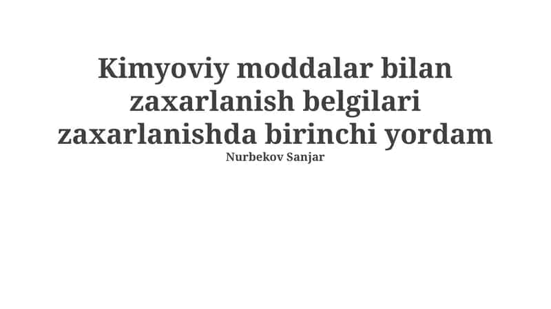 Kimyoviy zaharlanishning umumiy belgilari 1