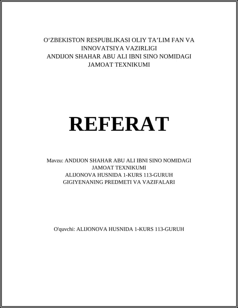 Gigiyenaning predmeti va vazifalari 1