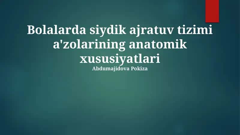 Bolalarda siydik ajratuv tizimi a'zolarining anatomik xususiyatlari 1