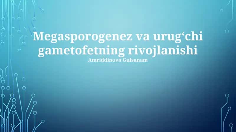 Megasporogenez va urugʻchi gametofetning rivojlanishi 1