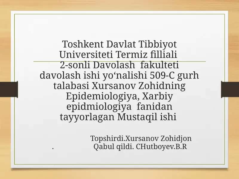 Transmissiv virusli infeksiyalarning dunyobo`yichava O`zbekiston hududidatarqalganligining zamonaviy xususiyatlari 1