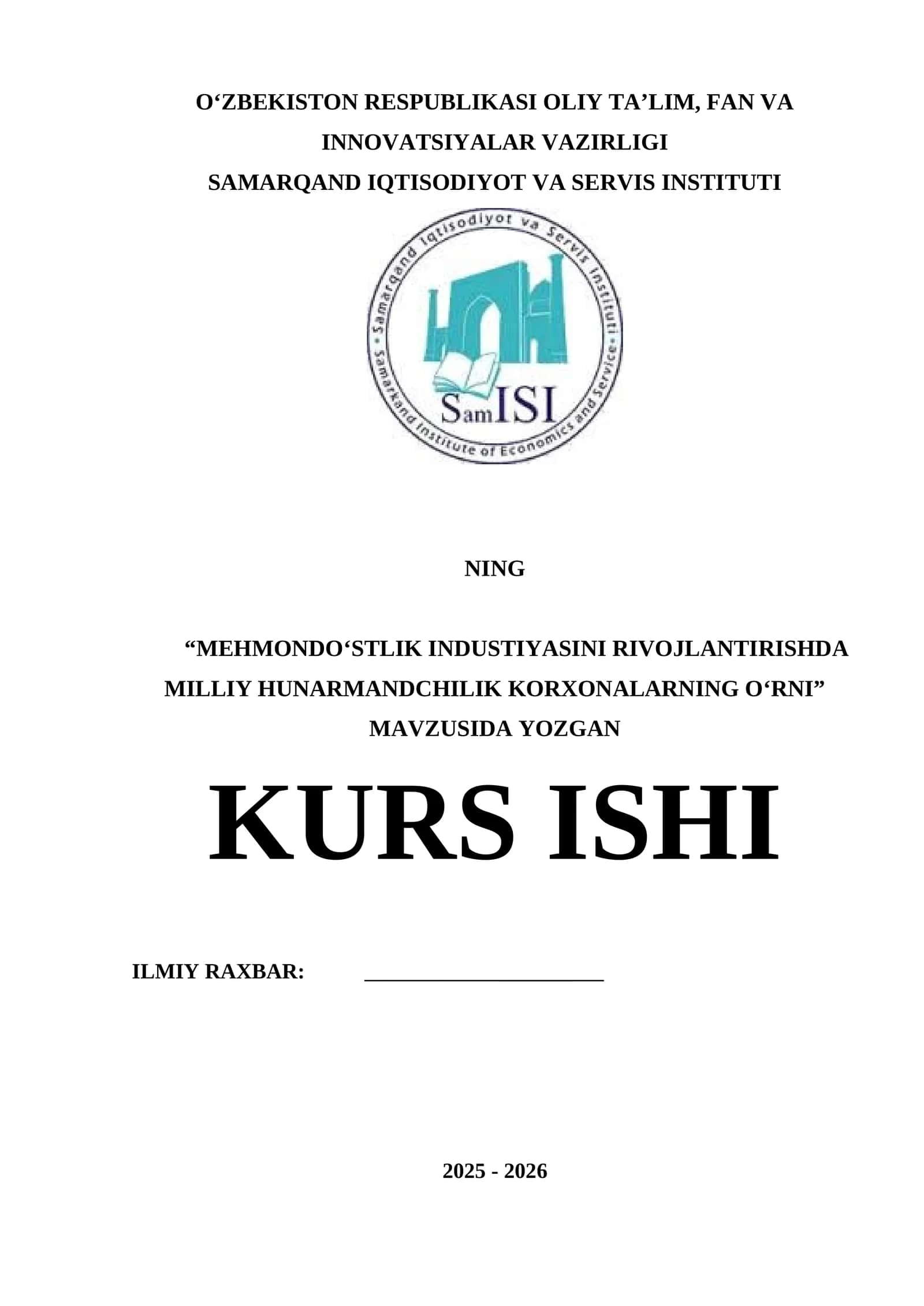 MEHMONDOʻSTLIK INDUSTRIYASINI RIVOJLANTIRISHDA MILLIY HUNARMANDCHILIK KORXONALARNING OʻRNI⁸ 1