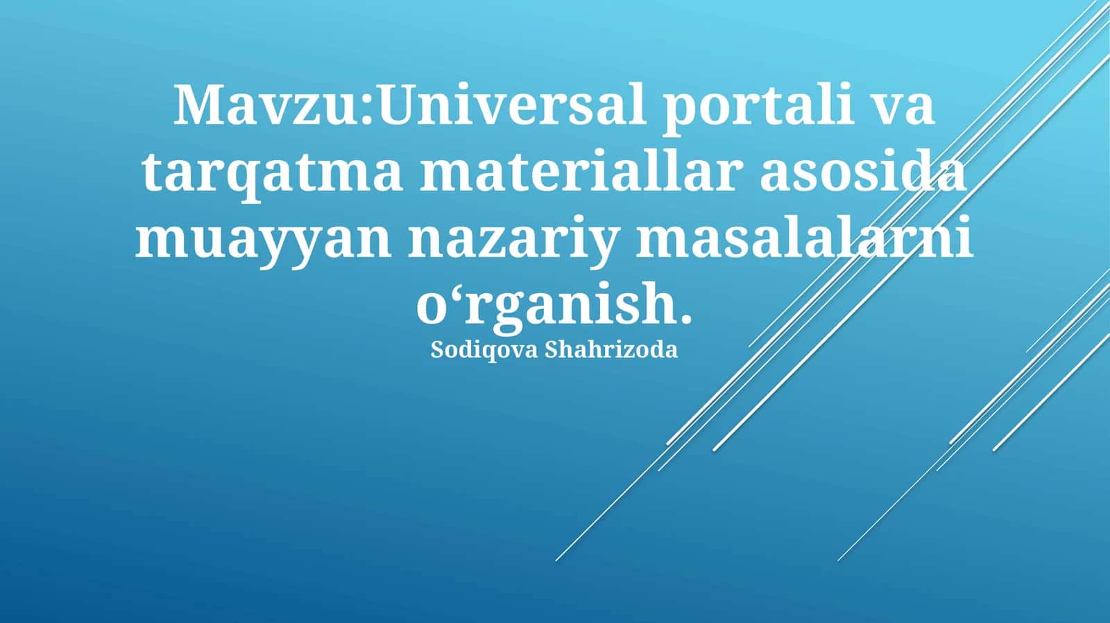 Umumiy Portallar va Tarqatish Materiallari asosida Teorik Muammolarni O'rganish 1