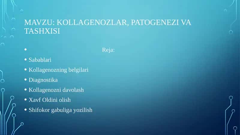 Kollagenozlar, patogenezi va tashxisi 1